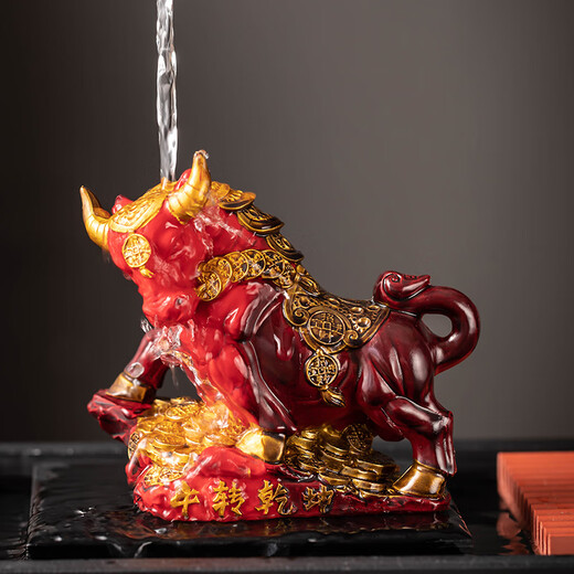 Porcelain brand tea Ox turns color color-changing tea pet ornaments Zodiac tea play tea table creative personality interesting can raise tea table accessories <Battle Cow> Color-changing tea pet