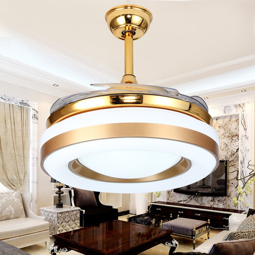 Ein Dengbao Invisible Lüfterlichter, Lüfterlichter, LED-Esskronleuchter, Wohnzimmer und Schlafzimmer moderne einfache LED-Haushaltsbeleuchtung 9921 42 Zoll + Fernbedienung + 36 Drei-Farben-Lichtwechsel