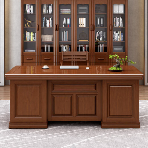 Rulan solid wood desk boss desk CEO desk and chair combination new Chinese style executive desk computer desk home writing desk 85#1.4m table (standard style)