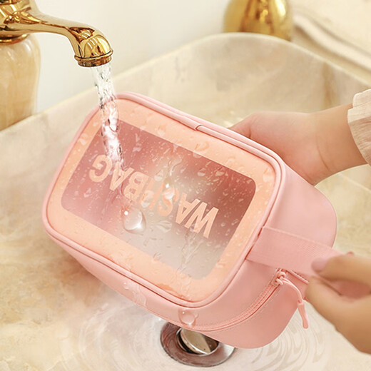 JAJALIN cosmetic bag travel portable toiletry bag thickened storage bag large capacity men and women travel waterproof handbag set fitness business trip bath bag pink