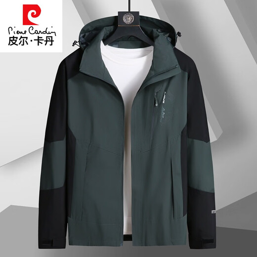 皮尔卡丹（pierre cardin）加肥加大冲锋上衣男春秋薄款夹克胖子大码宽松户外运动登山防风外 KBS-9902黑白 6XL 建议240-260斤