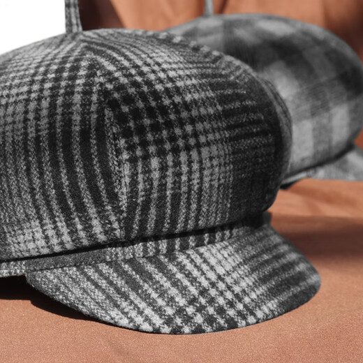 Hundred Hat King Autumn and Winter Wool Woolen Octagonal Hat Men's Middle-aged and Elderly Hats Old Man Hats Old Man Hats Grandpa and Dad Hats Dark Gray Extra Small Size (54)