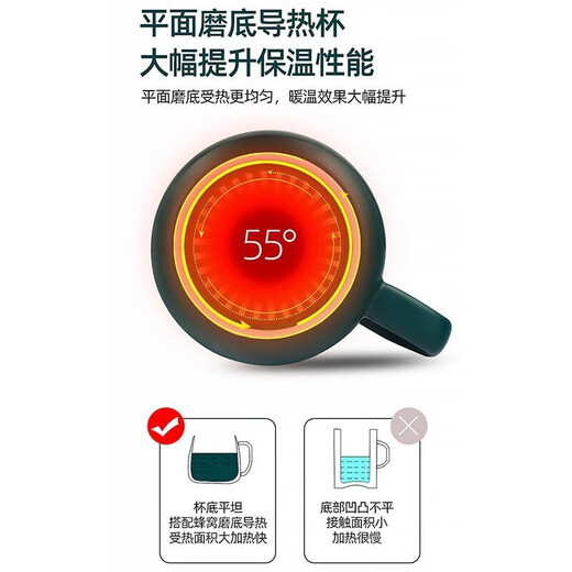 爱礼优 恒温杯暖暖杯咖啡杯生日送男女友女朋友闺蜜伴手礼加热杯垫公司 墨绿色礼盒套装 400ml
