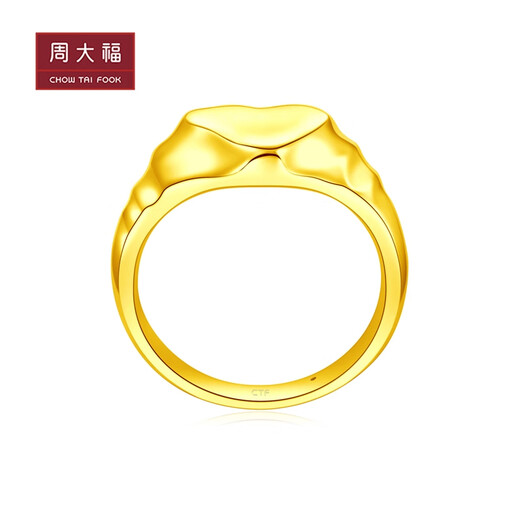 周大福复古时尚爱心 足金黄金戒指(工费:268计价)EOF675生日礼物 12号 足金 约1.85g