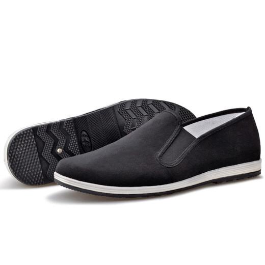 Mengxi Old Beijing Cloth Shoes Men's Shoes Mille Layer Black Work Shoes Labor Insurance Shoes Middle-aged and Old Men's Casual Traditional Cloth Shoes Phase Towel Full Rubber Sole 42
