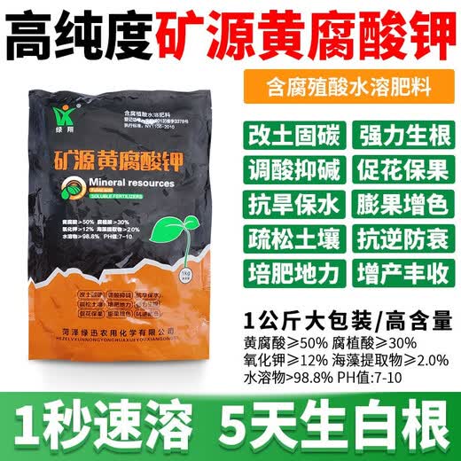 Fuente mineral de ácido fúlvico de potasio, fertilizante soluble en agua para hortalizas y árboles frutales, fertilización, mejora del suelo, resistencia a cultivos intensos, fertilizante medicinal para flores, frutas y verduras, 1000 g, 2 paquetes
