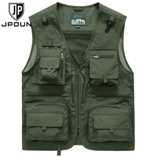 JP men's vest multi-pocket reporter photography vest fishing thin casual horse clip 8188 khaki XL (suitable for 140 Jin [Jin equals 0.5 kg]-155 Jin [Jin equals 0.5 kg])