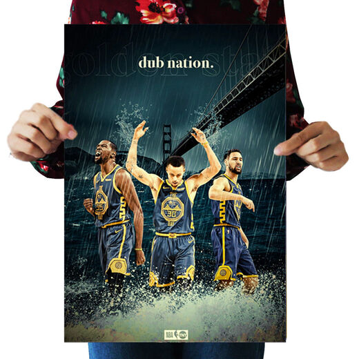 Golden State Warriors Thompson Affiche NBA Basketball Star Retro Kraft Paper Paper Dormitory Dorative Stickers H1661 Warriors Gagnez le championnat