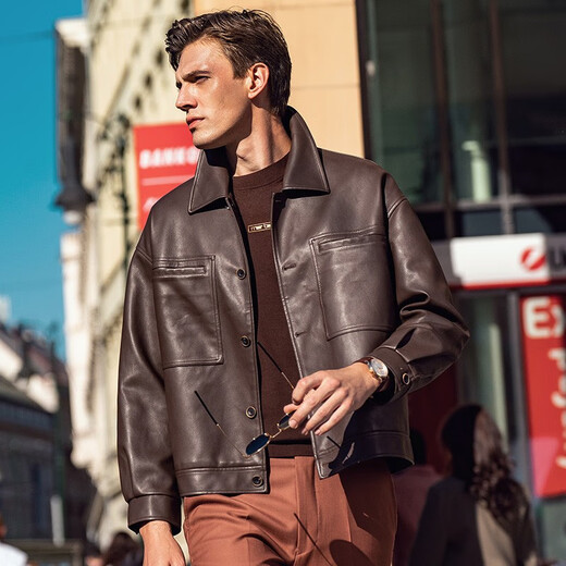 布先生MrBu圆领短袖羊毛t恤春秋新款字母logo男士内搭BT12188断码清仓 咖啡 XL (180)