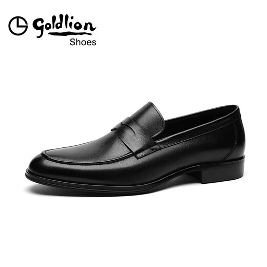 金利来（goldlion）【七夕送礼】男鞋时尚轻质耐磨商务休闲鞋套脚正装皮鞋黑色40