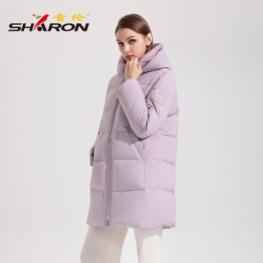 Shirron Mid-Longgent Down Jacket for Women Simple y versátil Armband Autumn and Winter Jacket 13567 Xuanqing Black XL