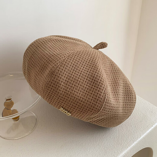 Rui Che Black Sweet Cool Beret Women's Autumn and Winter Big Head Waist Bud Painter Hat Ins Internet Celebrity Face-Showing Small Octagonal Hat Black M (56-58cm)