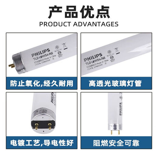 Philips (PHILIPS) T8 fluorescent tube fluorescent tube old-fashioned lamp standard TLD fluorescent lamp YZ36RR2 1.2 meters 36W white light 6500K 1 (non-LED tube)