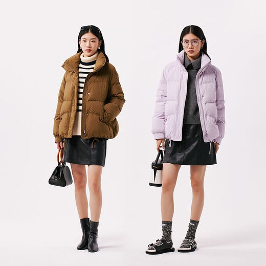 Qianrenggang (CHERICOM) Fashion Short Stand Collar Thickened White Warm Down Jacket Women 2024 Winter New Versatile Y299132Y Lilac Purple 88702 155