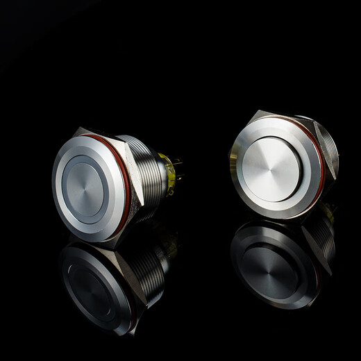 25MM30MM metal button switch waterproof with indicator light reset self-locking start stop power switch button ring light strip plug-in-green 220V self-locking (press to lock) opening 25MM