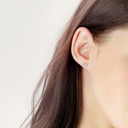 Chow Sang Sang Small Bubble Diamond Stud Earrings 18K Rose Gold Dazzling Single Colored Gold Earrings 92876E