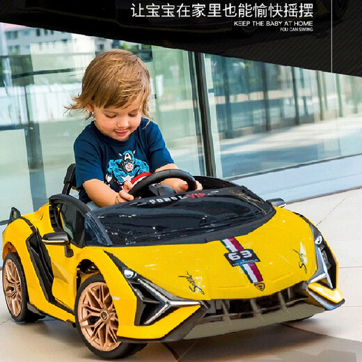 Xiaogazi upgraded foam soft tire, children's electric car, four-wheel car, can sit on a person, remote control car, boy toy stroller, luxury four-wheel drive, large battery, pink + leather seat + soft tire