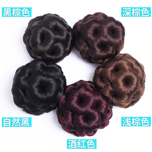 Qumeisi wig, ball, hairpin, hairpin, flower bud hair accessories, grabber style nine-flower curls, five-color hairband, black brown