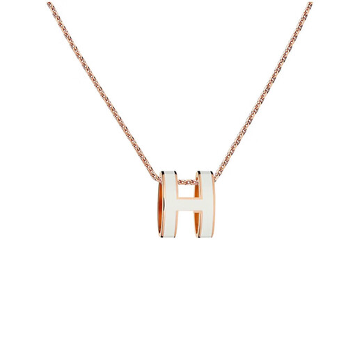 爱马仕（Hermes） 女士Pop H椭圆立体吊坠镀玫瑰金项链 白色H1479 白色H147991FO49