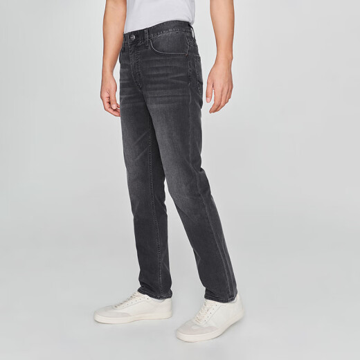 Lee Coole Hosen 25 Frühlings- und Sommer Neues Produkt 723 Slim Mid-Waist Gerade dünne nostalgische retro schwarze und graue Herren Jeans Schwarz und Grau 28