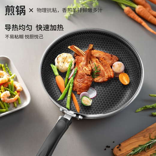 SUPOR pot set stainless steel pot set honeycomb crystal pattern anti-stick pot three-piece set for household gas induction cooker universal wok + frying pan + soup pot with steel spatula 3-piece set