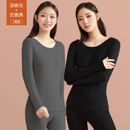 金立芬2025秋衣秋裤套装女纯棉全棉毛衫秋冬打底衫线衣线裤薄款保暖内衣 677-01优雅黑（单套） M 【体重70-95斤】