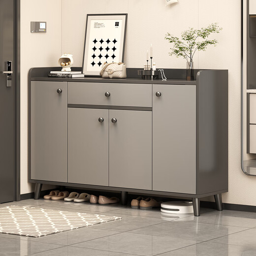 Saichu shoe cabinet simple household multi-layer storage living room door entrance cabinet small apartment storage shoe cabinet shelf recommended four doors and one drawer sky gray 120cm
