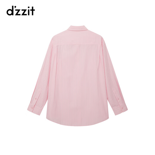 DZZIT plain shirt spring and autumn vitality tone urban casual style top for women pink S