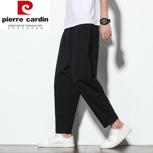 皮尔卡丹（pierre cardin）纯色休闲长裤男春夏四季新款棉麻哈伦裤大码宽松灯笼裤小脚萝卜裤 卡其色 H15 4XL