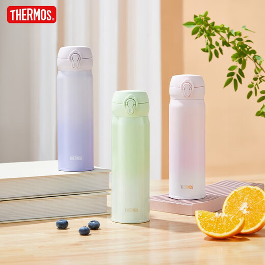 THERMOS Thermos cup Large capacity water cup Children's men's and women's cups Couple stainless steel birthday gift custom lettering JNL 316L stainless steel-green grass green 500ml