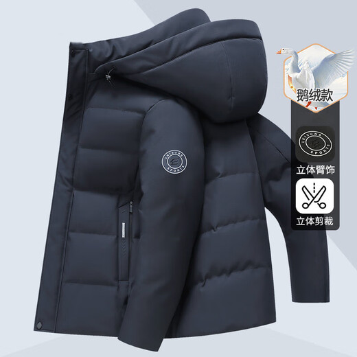 Wirpta high-end brand down jacket for men short 2024 winter new hooded removable goose down jacket 9757 black 3XL 190/104A X