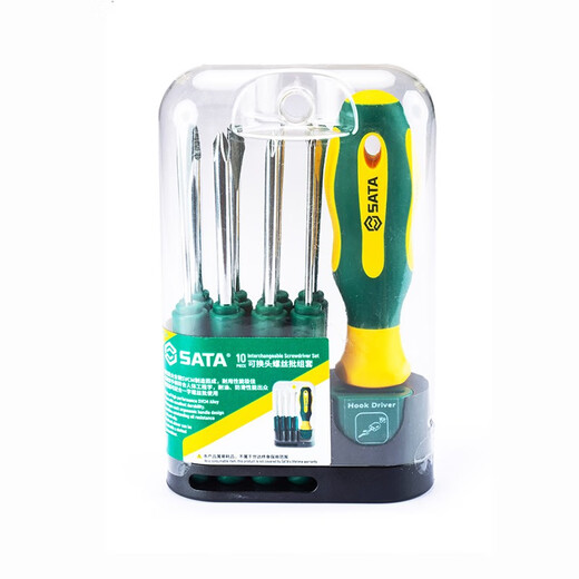SATA multifunctional cross-shaped 10-piece anti-slip soft handle 09345 10-piece interchangeable head screwdriver set