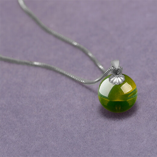 Drops of water form beads. Amber pendant. Purified water blue amber round beads. 925 silver pendant. Clean and no black spots. Mexican blue amber gift for girlfriend. 12.0-13.0mm blue amber + 925 silver pendant holder.