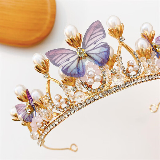 Chimera (CHIMERA) butterfly beaded crown headband children girls princess performance headband headdress birthday gift girl