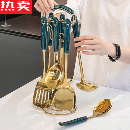 Aluminium gauche LUMBRE LUXEUR DE LURXE SUPPRIMANCE MAISON COMPLETE COMPLETE COMPLETE DES COUVOIRS ET SPATULES COMBIENSE SET USENSILS CUITSILES SAUVEURS SUPPORTS LURNE LURME CUITSE SPATULATION 7 pièces 854