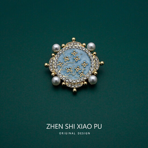 QUAMER Gold Store Starry Sky Retro Palace High-end Brooch Feminine Pearl Oil Painting Pin Apricot Blossom / Pin