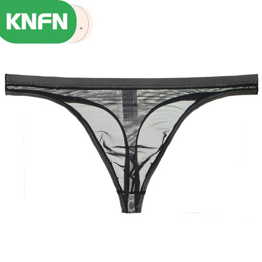 KNFN Men's Nude Transparent Thong Thin Mesh Sexy Underwear Love 1 Fun Temptation 1 Temptation Breathable Men's Youth Pants Light Blue M