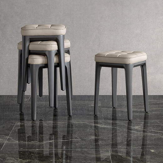 CHEERS (CHEERS) CHEERS dining chair home modern minimalist living room stool solid wood light luxury round stool dressing table chair xj009 light gray * 1 piece shipped within 48 hours