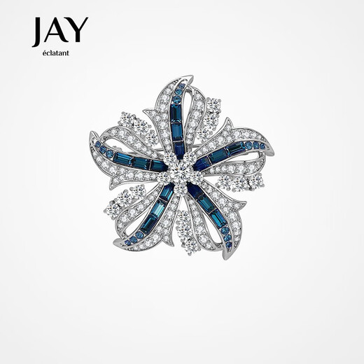 Jay's new Austrian brooch high-end female corsage birthday gift for elder mother and mother-in-law blue