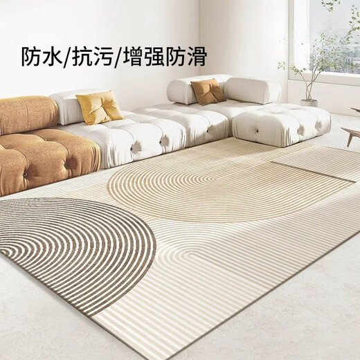 咏幻地毯客厅轻奢感卧室家用床边沙发地垫茶几免洗可擦简约奶油风 灰ZJ694G升级 防滑防水加厚款  1件 160X230CM(2-3人沙发通用)