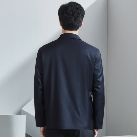 Hongdu Imported Pure Wool Fabric Men's Jacket Business Formal Wear for Meetings Executive Office High Luxury Jacket Men's Jacket Navy Blue JT6217-1 175/92L