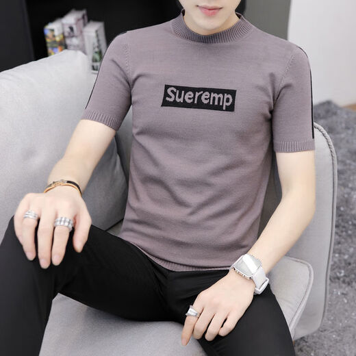 Suéter de manga corta Wanpai Mo para hombres en otoño e invernal estilo coreano estilo coreano Fit de moda y guapo base de personalidad Sweater Sweater Stripes-9901 Negro L 105-120Jin [Jin equivale a 0.5 kg]