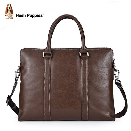 
Hush Puppies briefcase one-shoulder slanted handbag genuine leather clutch for men business bag computer bag gift brown