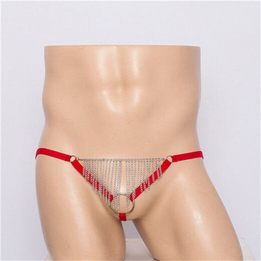 Guiruo Herren -Tanga ein Riemen sexy transparente Bag Gun Bullet separate Eisen Randspitzen Physiologische Höschen Männer rote Uniform Größe