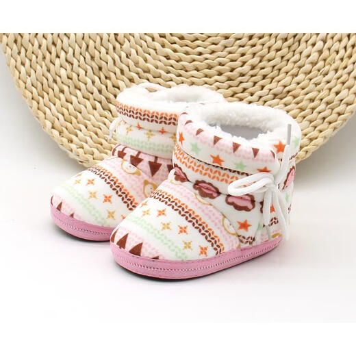 Recalling the baby shoes autumn and winter high-top newborns soft bottom cotton shoes 0-6-12 months of men's and women's treasure shoes cotton boots ethnic blue (style color random distribution) 11 cm inner length (about 11cm average)