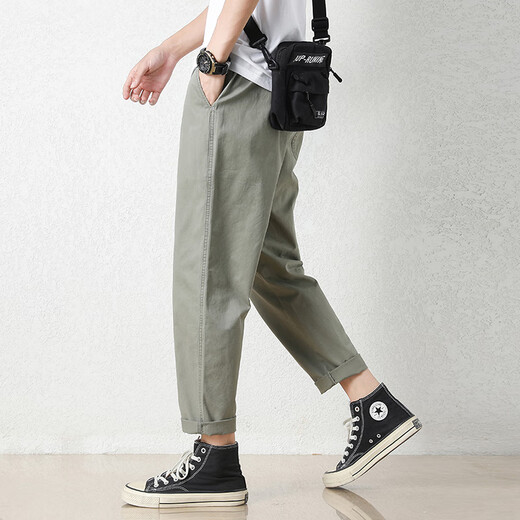 Pantalon décontracté juif pour hommes en été Nouveau pantalon à neuf pantalons à neuf points de la soie lâche à neuf pantalons à neuf points