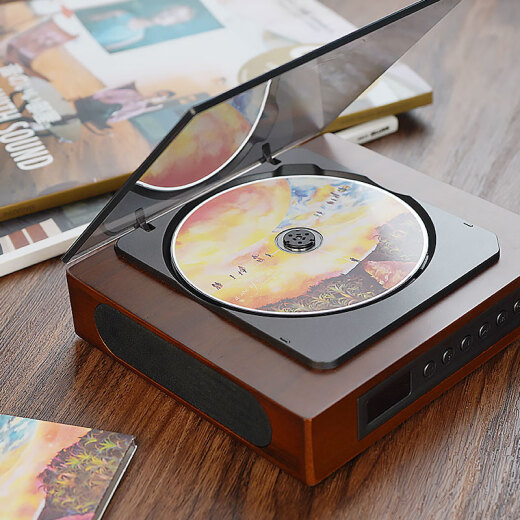 THINKYA audiophile portable two-way Bluetooth CD player vinyl wooden nostalgic retro optical fiber output lossless walkman speaker DVP-560 (third generation upgraded version)