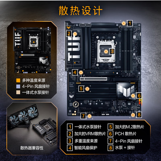 华硕TUF GAMING X870-PLUS WIFI主板 支持 CPU 9900X3D/9950X3D/9800X3D (AMD X870/socket AM5)
