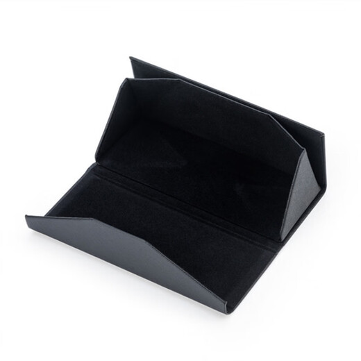 Chuanjitayi Gläser Box handgefertigtes Dreieck Schwarzes Klappglasbox PU Lederkreuzmuster Sonnenbrille Flach Licht Spiegel Box Schwarze Klappgläser Box 2 Stücke