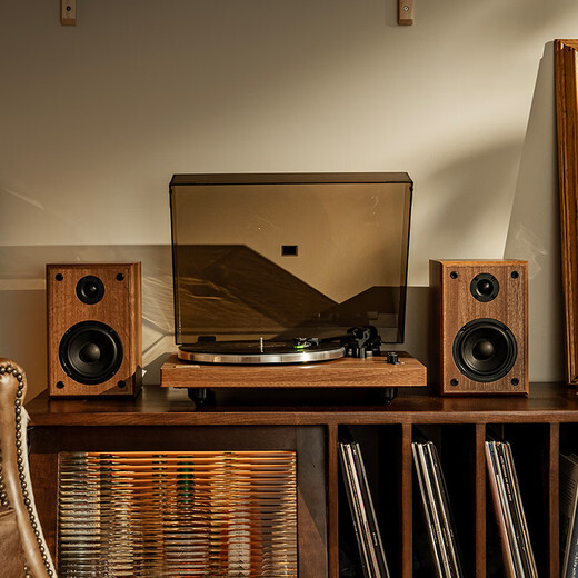 ARKROCKET CASINI retro Bluetooth vinyl record player professional-grade LP film gramophone split type with audio moving magnetic needle machine birthday gift ornament walnut brown